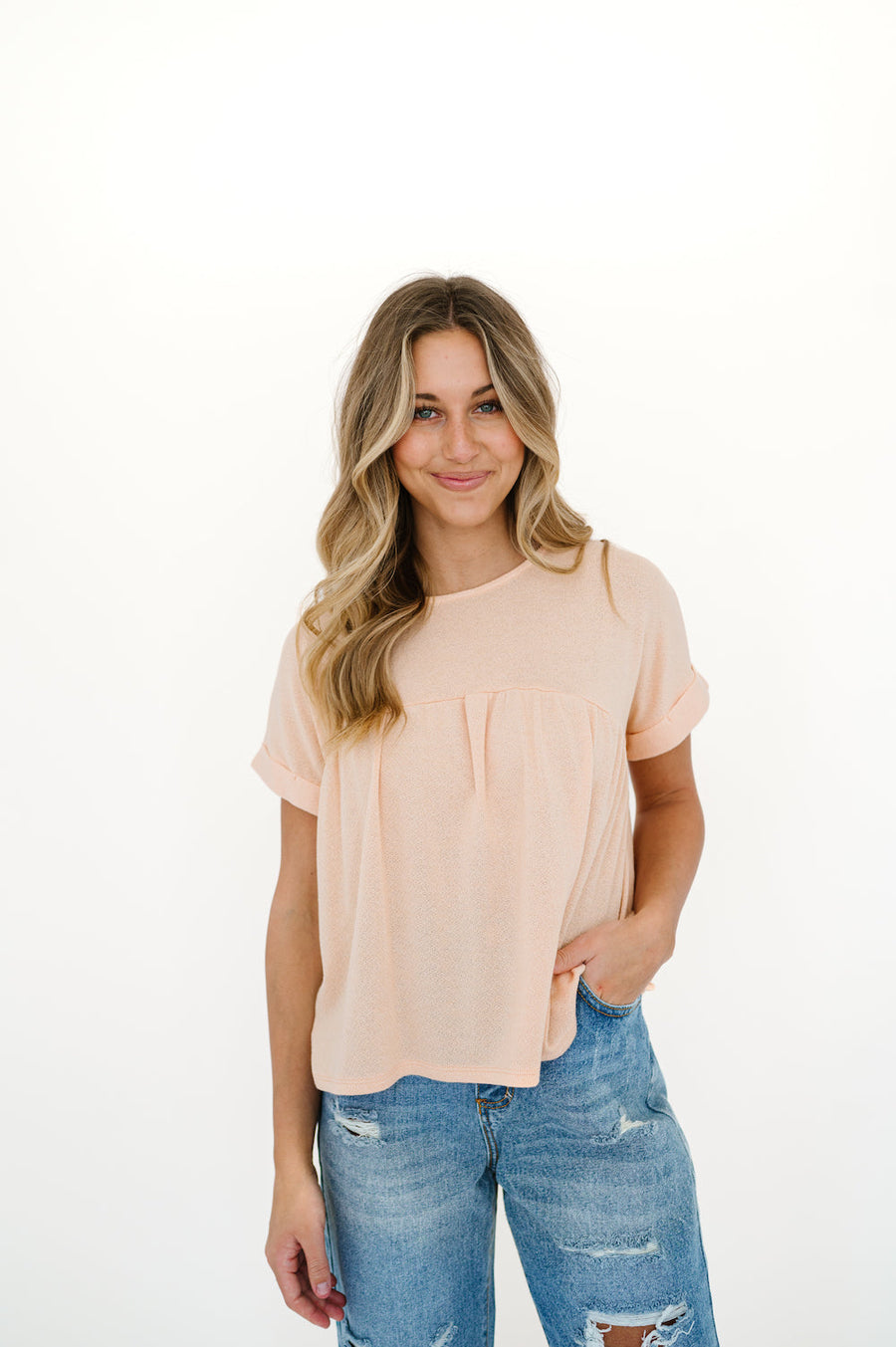 Short sleeve apricot top