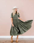 Trish Dress in Dark Olive - Preorder