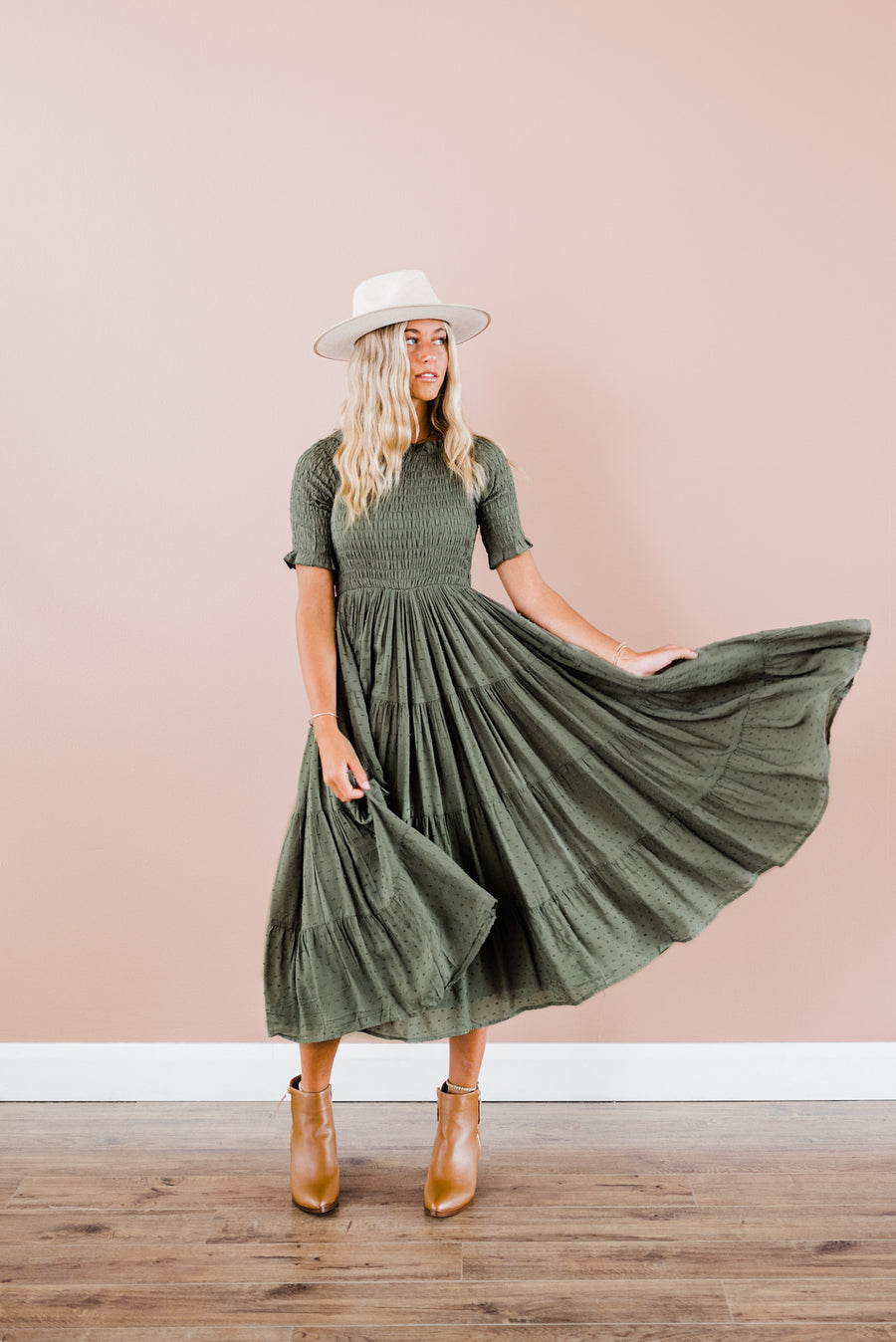 Trish Dress in Dark Olive - Preorder