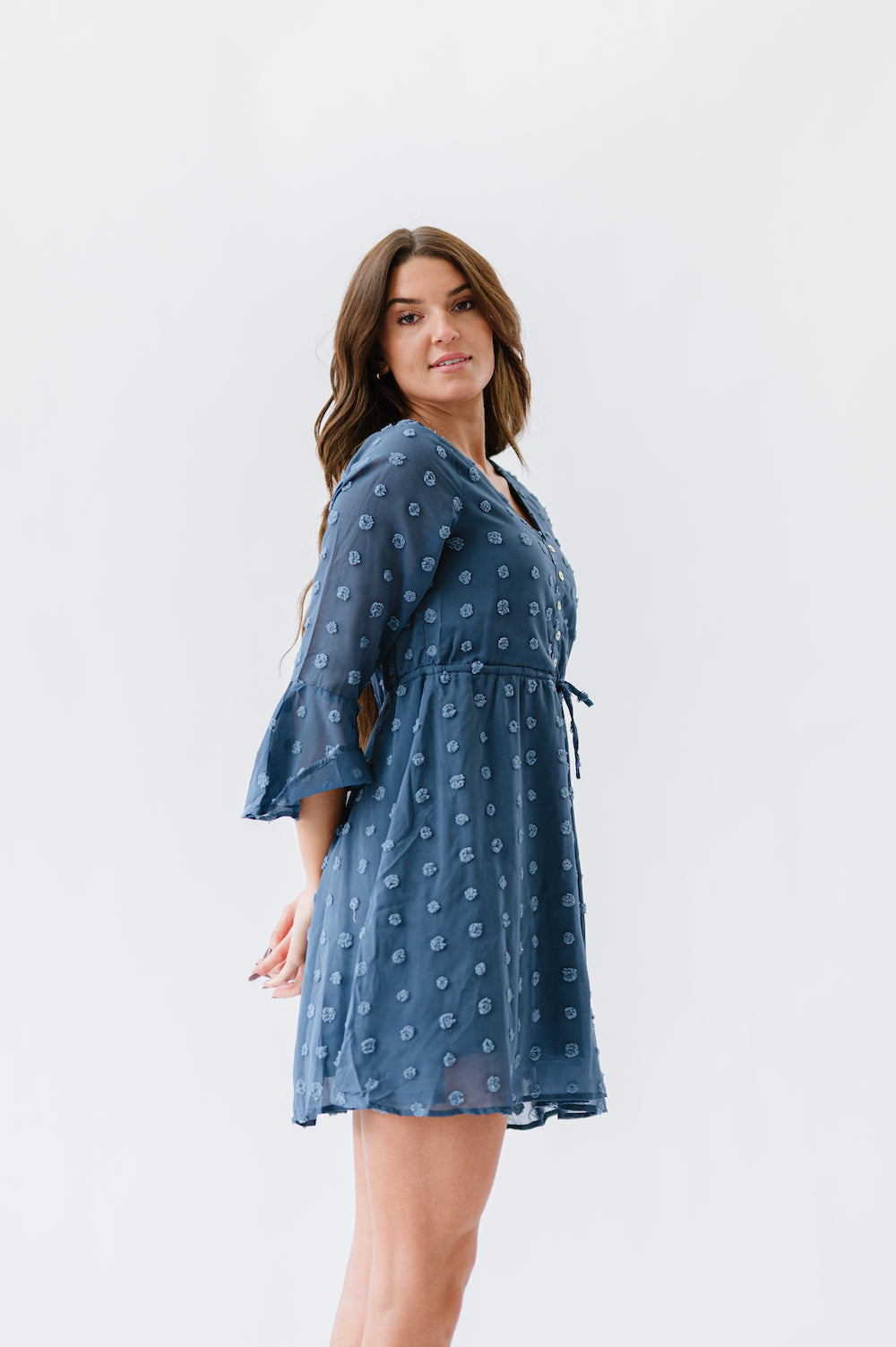 Mini dress with bell sleeves