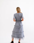 Dress with tulle details and swiss dot print