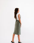 Knee length corduroy dress in green