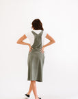 Comfortable corduroy midi dress with functioning side buttons