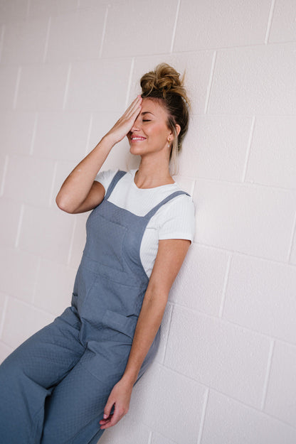 Blue overall jumpsuit