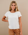 Basic white tee with ribbed texture