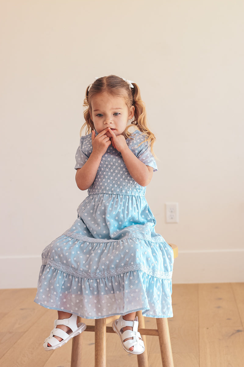 Isla Dot Dress in Blue - Kids