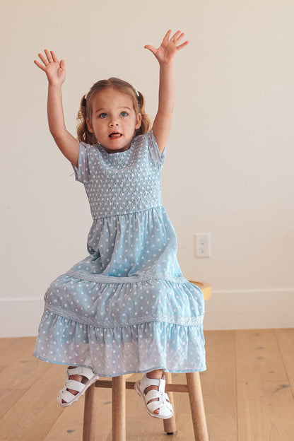 Isla Dot Dress in Blue - Kids