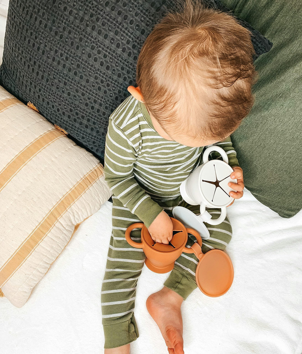 orange toddler snack cup